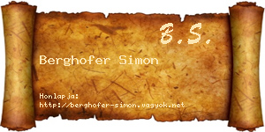 Berghofer Simon névjegykártya